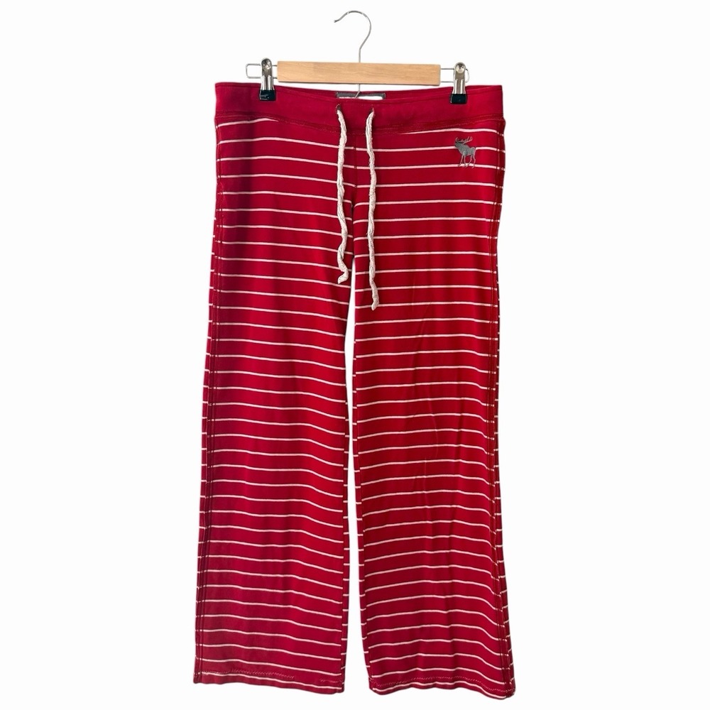 Abercrombie & Fitch Women's Sleep Lounge Pants Red White Striped Stretch Size M